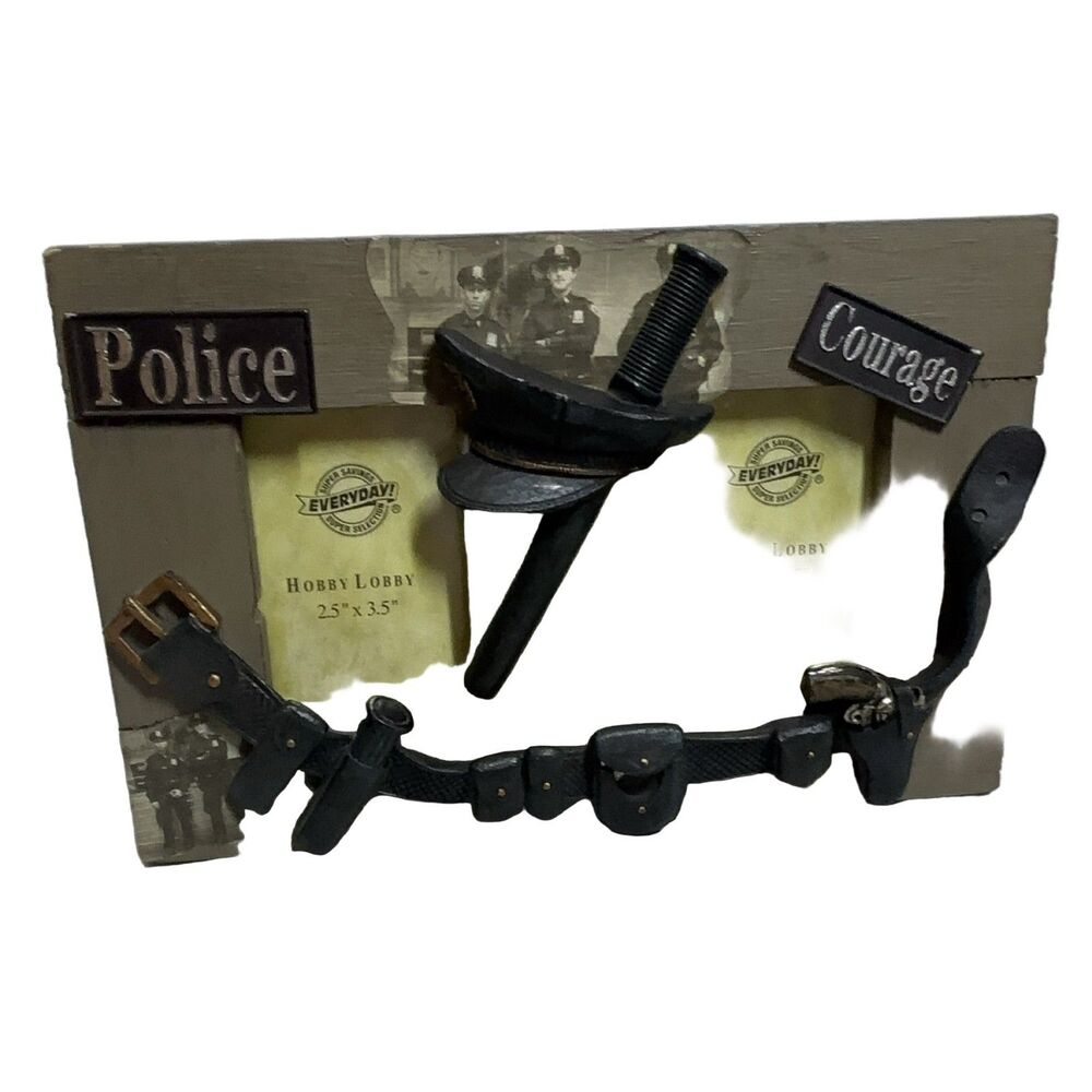 Hobby Lobby Police Courage Photo Frame Wood 2.5x3.5 3D Free Standing